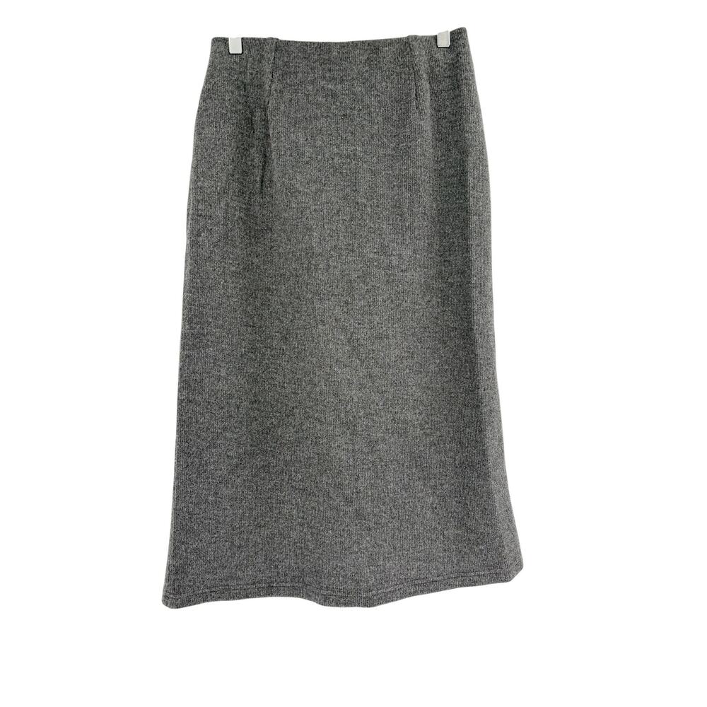 OGL Skirt Size M NEW Ribbed H-line Pull-on Midi Skirt Heather Black Gray - Picture 8 of 12